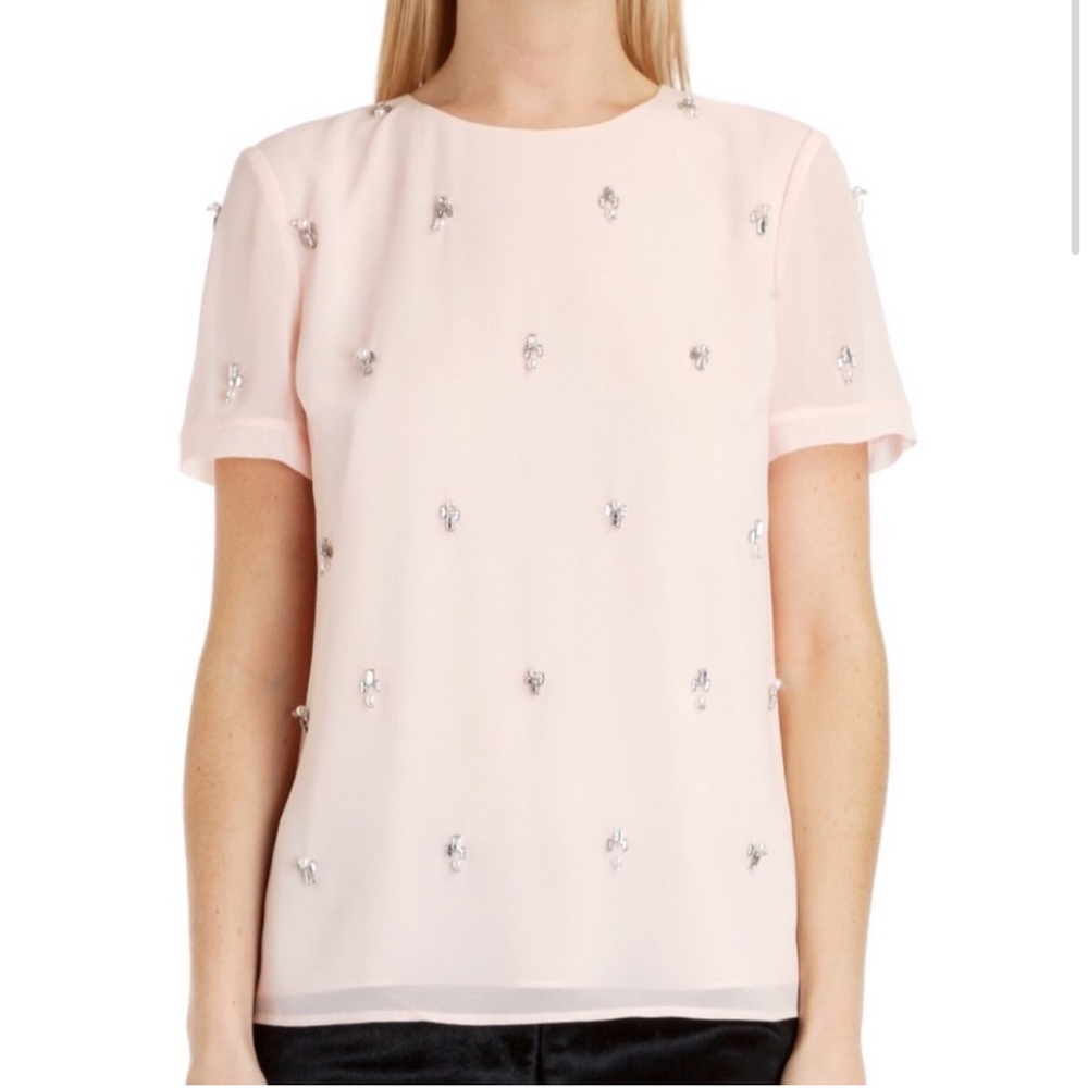 Ted baker - pink embellished jewel top